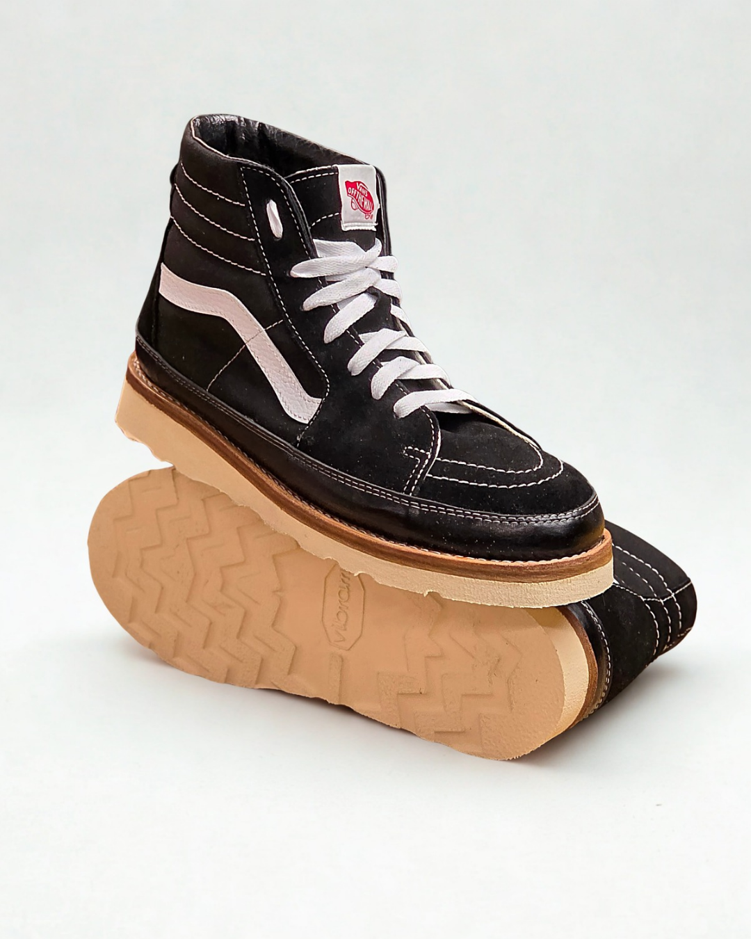 Recrafted Vans Sk8-Hi – Black & White | Resoleable Leather Sneaker